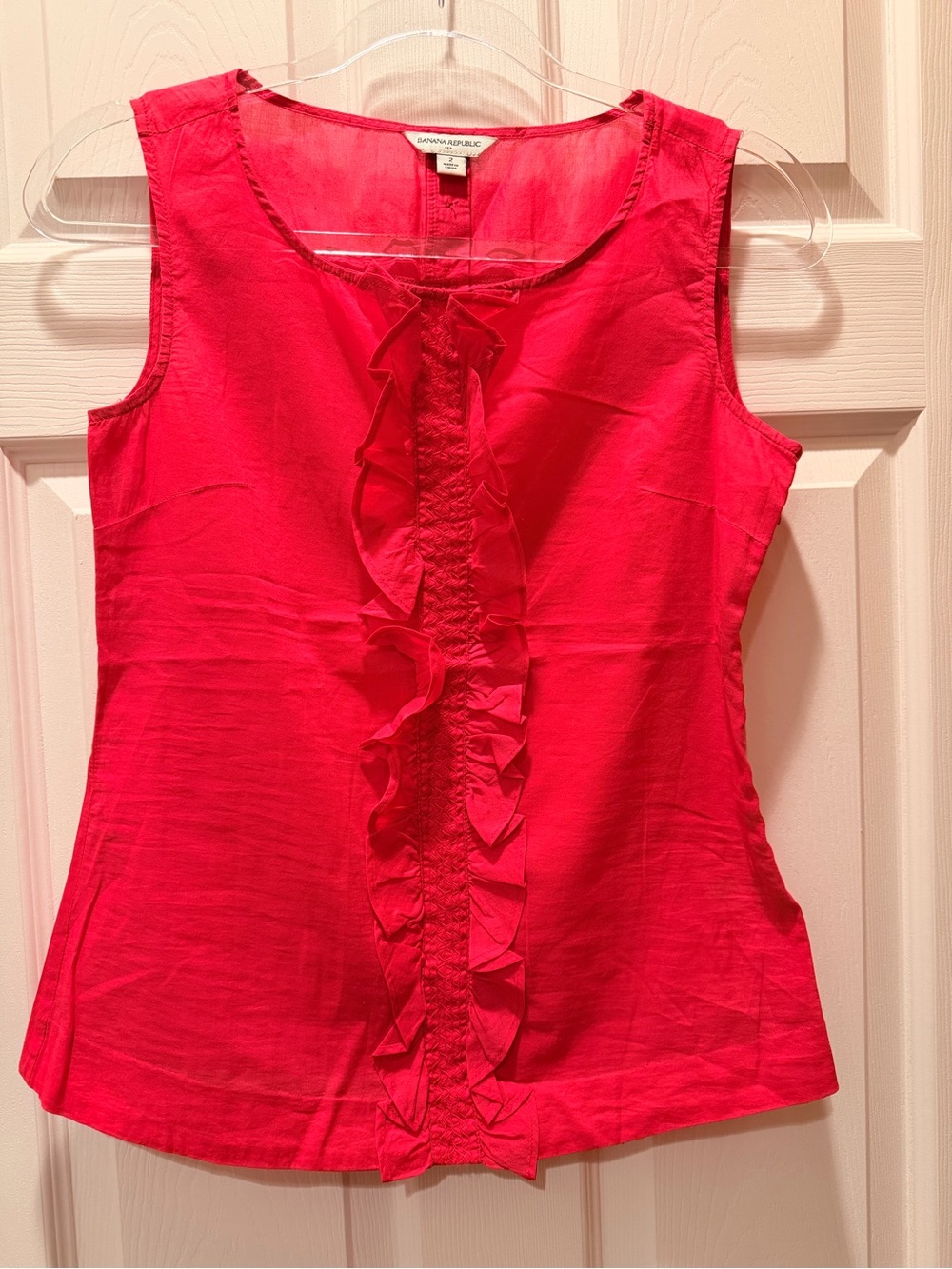 Banana Republic Sleeveless Ruffle-Front Camisole in Hot Pink